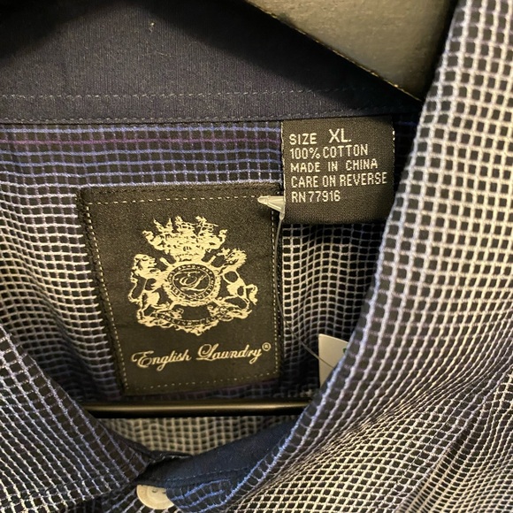 NWT English Laundry Ombre Micro Plaid Grid Button Down Shirt Flip Cuff LS XL - Picture 9 of 11